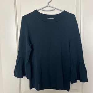 H&M Navy Women's Blouse with Flared Sleeves